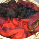 100% soft wool roving hand painted 8 ounces unique sunset