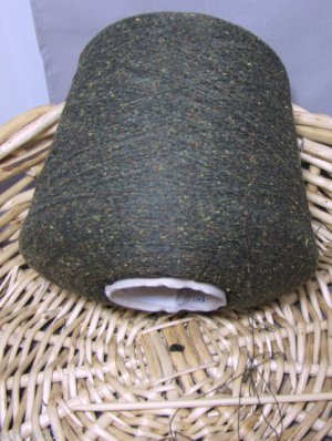 yarn cone NEW italian silk tweed forest olive brown custom designer