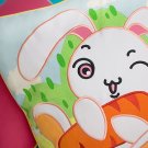 Bunny & Carrot Embroidered Applique Pillow Cushion / Floor Cushion