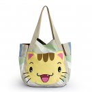 Kitty Meow Hand-appliqued 100% Cotton Fabric Art Shoulder Tote Bag / Shopper Bag