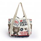 Cocoa Fleak 100% Cotton Eco Canvas Shoulder Tote Bag / Shopper Bag / Multiple Pockets