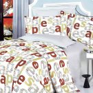 100% Cotton 5PC Bed In A Bag (Twin Size) Apple Letter