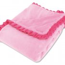 Pink Velour w/Fuchsia Velour Ruffle Trim Blanket