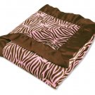 Sweet Safari Pink Satin Framed Velour Blanket