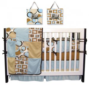 Bubbles Teal 4 Pc Crib Bedding Set w/ Free Frames!
