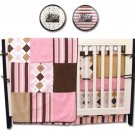 Prep School Pink 4 Pc Crib Bedding Set w/ Free Frames!