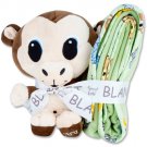 Chibi Zoo Monkey with Sage Fleece Blanket Gift Set