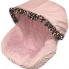 Baby Pink Minky With Cheetah Ruffle Infant Car Seat Cover