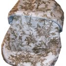 Minky Toile Infant Car Seat Cover w/ Piping Trim