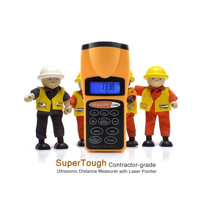 Ultrasonic Distance Area and Volume Laser Pointer Measurement