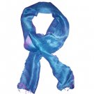 Thai Silk Scarf Sea Blue Color Medium Size