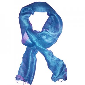 Thai Silk Scarf Sea Blue Color Medium Size