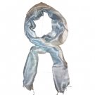 Thai Silk Scarf Light Blue & White Color Med Size