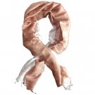 Thai Silk Scarf Light Brown & White Large Size