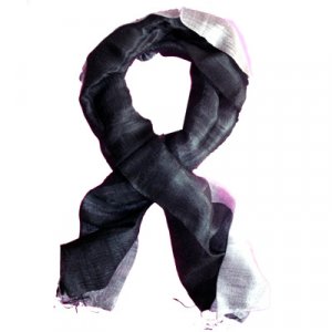 Thai Silk Scarf Black & White Color Large Size