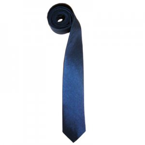 Thai Silk Skinny Necktie Navy Blue Color