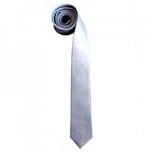 Thai Silk Skinny Necktie Silver Grey Color