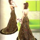 Brown Silk Floral Dress