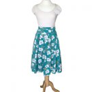 1980s Turquoise Floral Skirt
