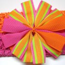 Dazzle Ruffle Ribbon- Bright Orange and Pink