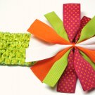 Dazzle Ruffle Ribbon- Pink and Orange Polka Dot Green White and Orange