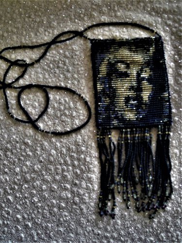 Marilyn Monroe Loom beaded hand made amulet/crystals bag