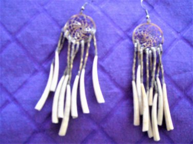 Dream Catcher sterling & dentellium (shell) hand made earrings