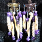 Amethyst, carved bone, sterling bugle copper top hand made earrings