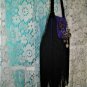 STEAMPUNK PURPLE LEATHER BAG WITH BLACK FRINGE & GEARS