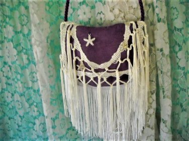 STARFISH LEATHER FRINGED HAND MADE BAG/PURSE/FANNY PACK