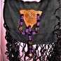 CELTIC LEATHER BAG BEADED WiTH TOOLED LEATHER PIECE