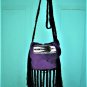 'RAVEN' LOOM BEADED HAND MADE PURPLE LEATHER BAG