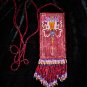RED GLASS BEADED AMULET/CRYSTALS/CHARM BAG/NECKLACE