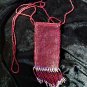 RED GLASS BEADED AMULET/CRYSTALS/CHARM BAG/NECKLACE
