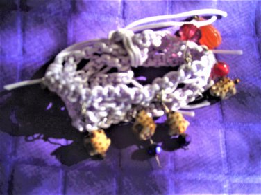 MACRAME FROGS BEADED WRAP BRACELET LIGHT LAVENDER