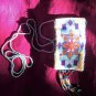 AMULET/CRYSTALS/CHARM LOOM BEADED BAG, NECKLACE,FRINGED, GLASS BEADS