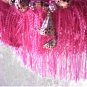 HOT PINK LEATHER BAG, MELON FRINGE,SEQUINED PINK FRINGE,