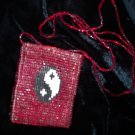 YIN YANG AMULET/CRYSTALS/CHARM LOOM BEADED BAG/NECKLACE