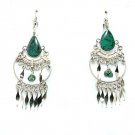 Green Turquoise & Silver Chandelier Earrings