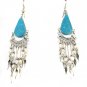 Blue Turquoise & Seed Pearl Chandelier Silver Earrings