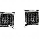 Black CZ Kite Star 15x15 925 Silver Screwback Concave
