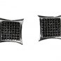Black CZ Kite Star 15x15 925 Silver Screwback Concave
