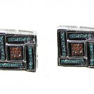 Red & Blue .20cts Diamond Square, 925 Srewback Studs