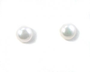 Button Fresh Water Pearl 14K Gold Friction Posts
