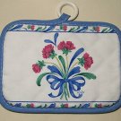 1 NEW LENOX POPPIES ON BLUE POTHOLDER