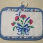 1 NEW LENOX POPPIES ON BLUE POTHOLDER