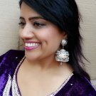 Silver Jhumki Big Light Weight Indian Jhumka Earrings Bollywood Fashion