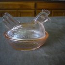 Pink Glass Hen on Nest