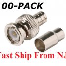 100 Pack Lot - RG59 2pc Coax Coaxial BNC Crimp On Male Connector Plug Ends CCTV