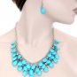 Fashion Designer Aqua Color Teardrop Necklace & Earring Set by Madison Ave